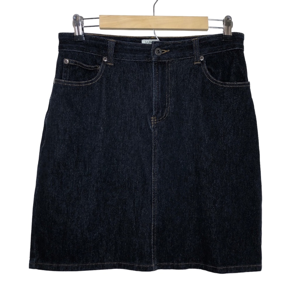 L.L. Bean Cotton Classic Fit Dark Wash Denim Skirt ID286502 Size 6